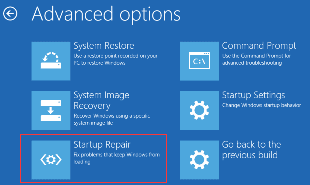 Run Startup Repair Windows 10