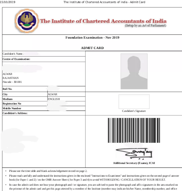 Download CA Foundation Admit Card May 2020 Download CA Foundation Admit Card May 2020
